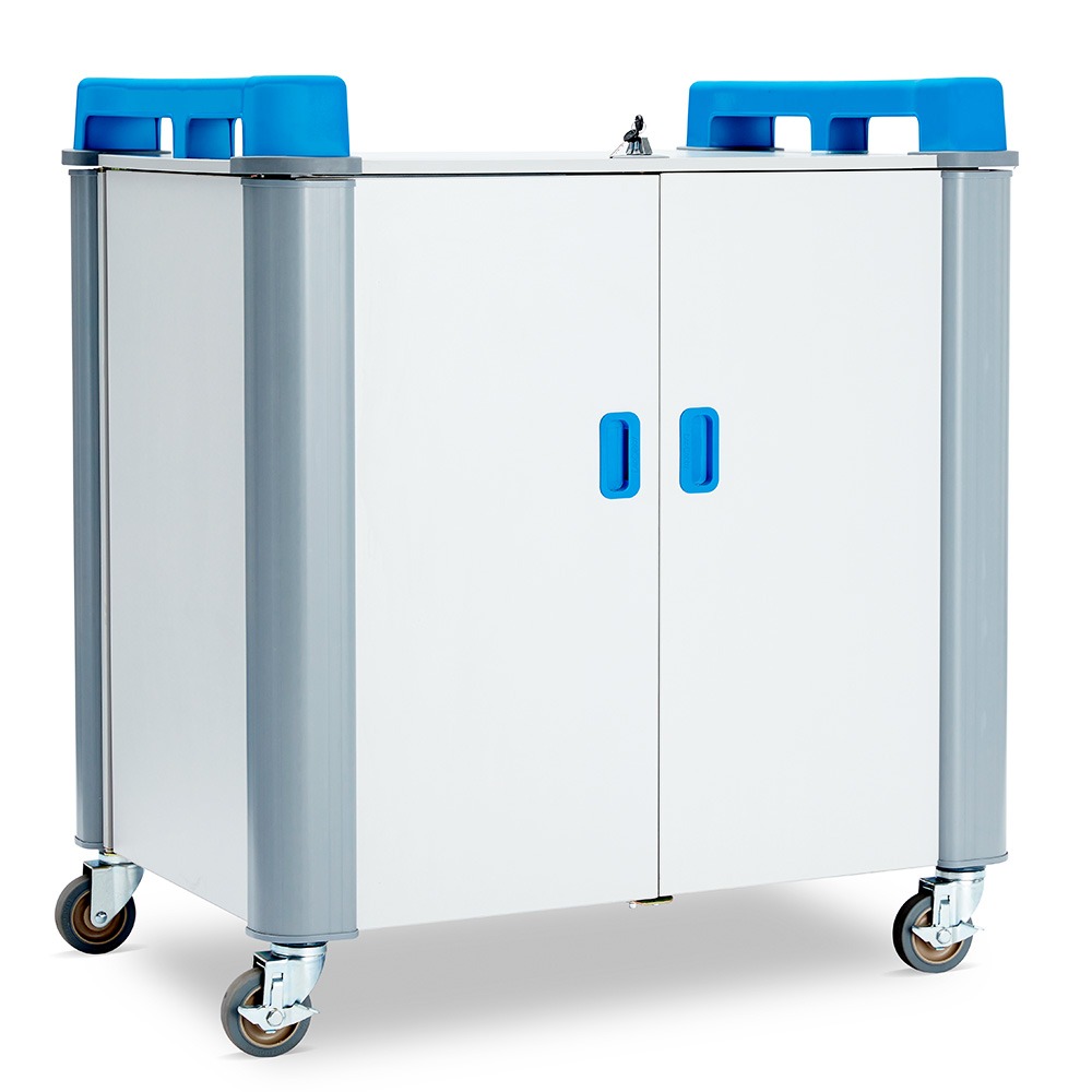 LapCabby 15V Vertical Laptop Storage and Charging Trolley - Blue