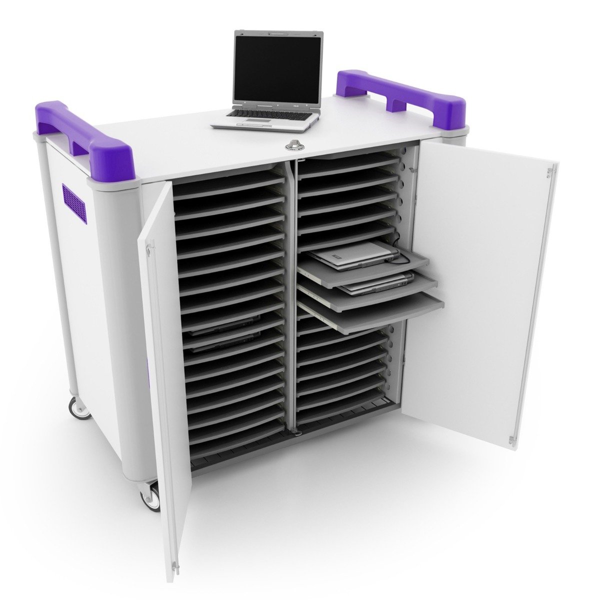 LapCabby 32H Laptop Storage & Charging Trolley-Purple