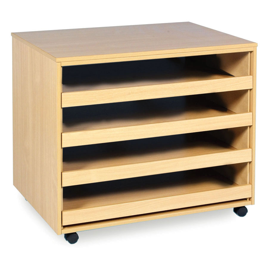 Mobile 4 Sliding Drawer A1 Paper Classroom Storage