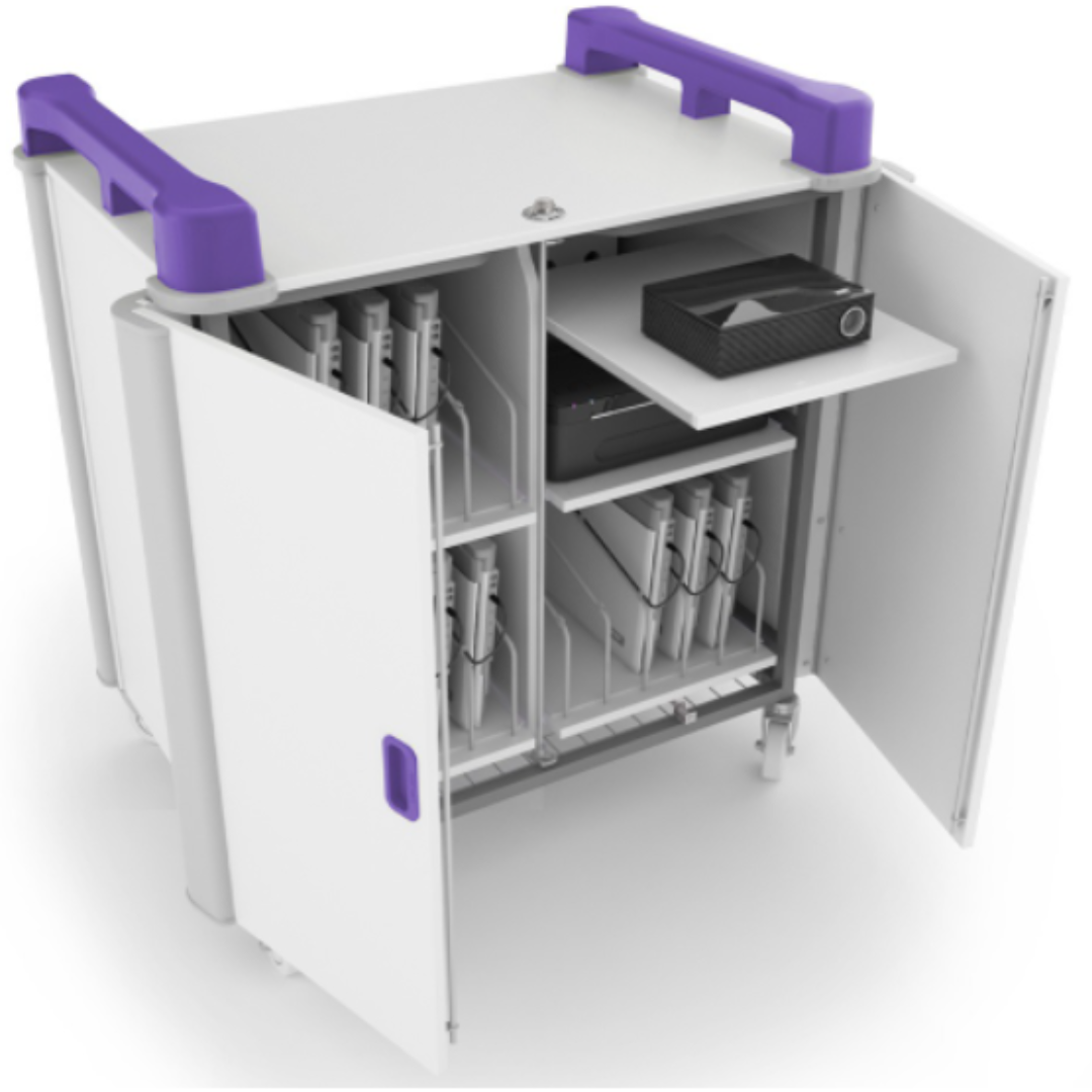 LapCabby 15V Vertical Laptop Storage Charging Trolley - Purple
