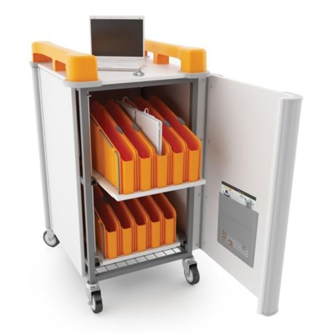 LapCabby Mini 20V Laptop Storage and Charging Trolley- Orange