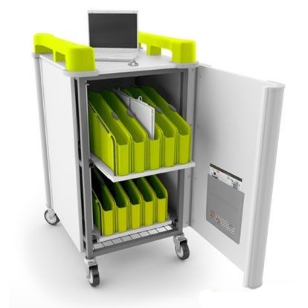 LapCabby Mini 20V Laptop Storage and Charging Trolley - Lime