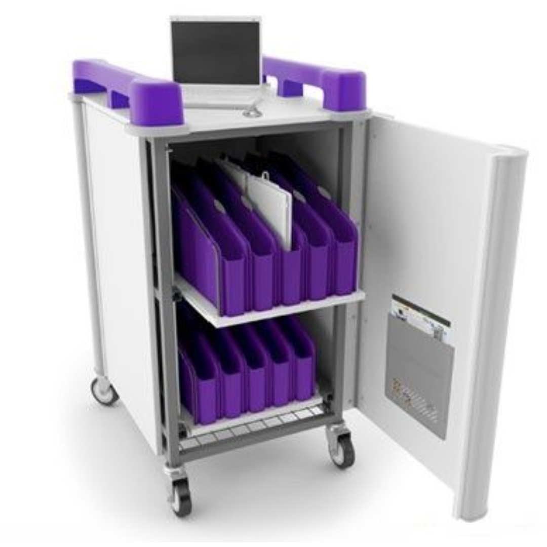 LapCabby Mini 20V Laptop Storage and Charging Trolley - Purple